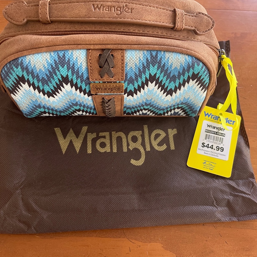 Wrangler Brown and Turquoise Chevron Makeup Organizer